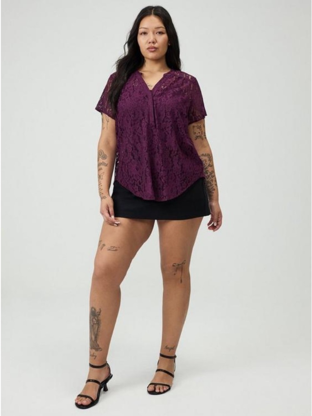 Torrid Harper Lace Blouse Size 00 Potent Purple - Picture 5 of 6